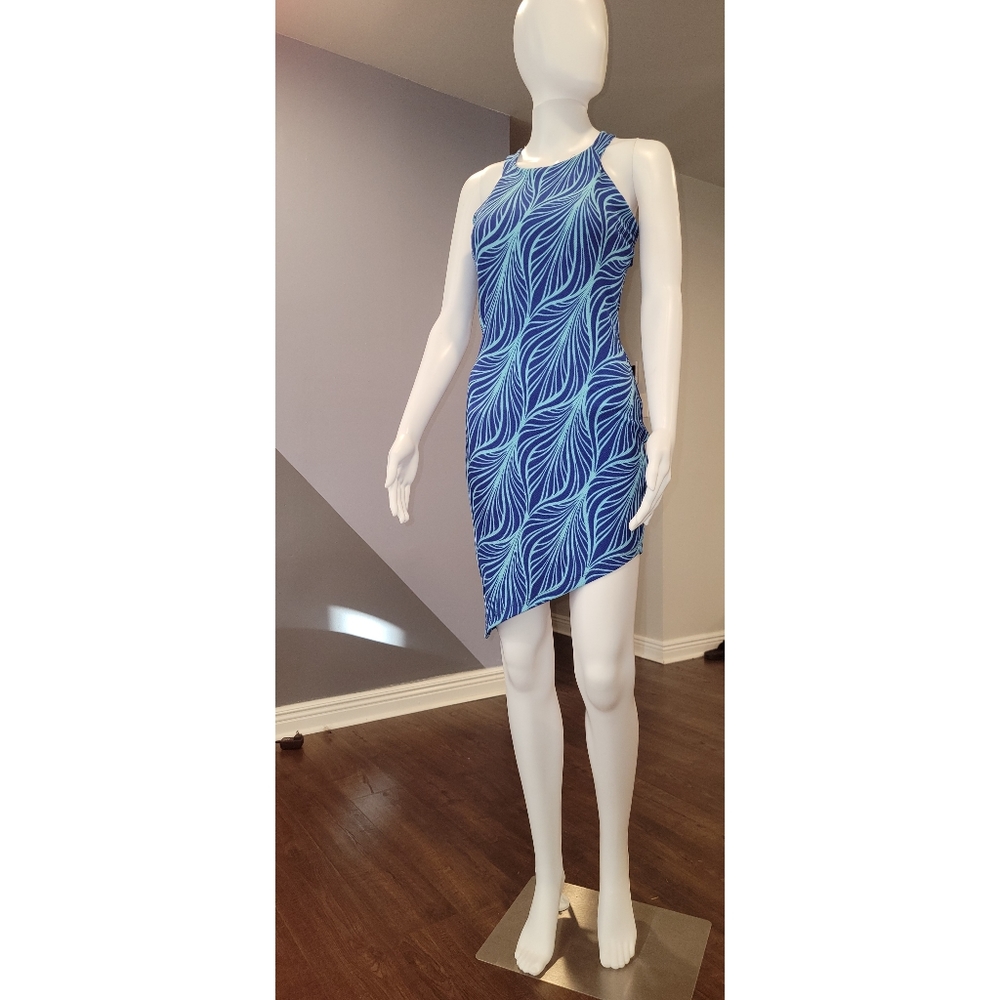 Estam wavy print asymmetrical dress